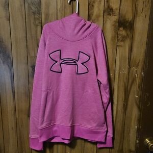 Under Armour Pink Pullover Hoodie with Black Logo